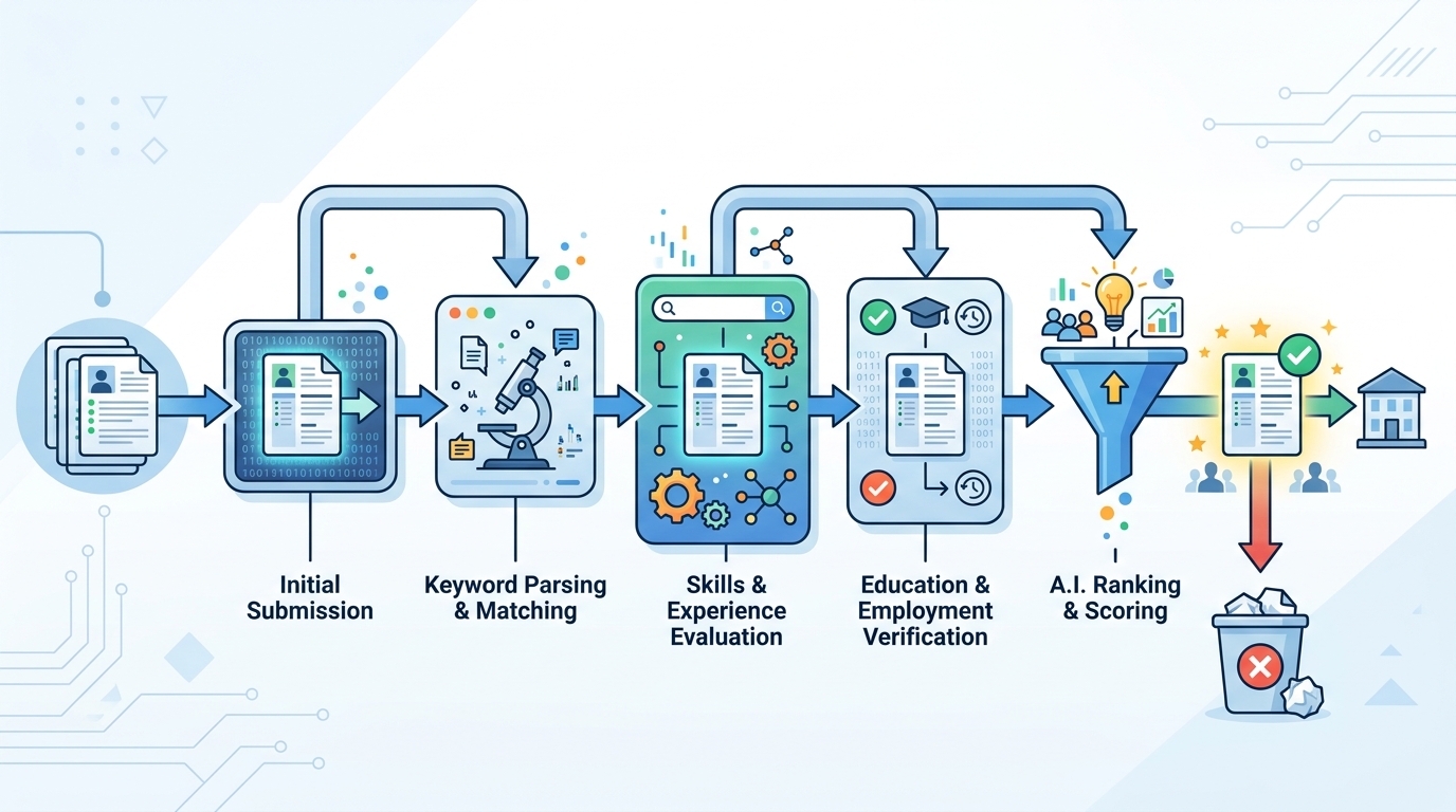 Visual representation of how an Applicant Tracking System parses resume data
