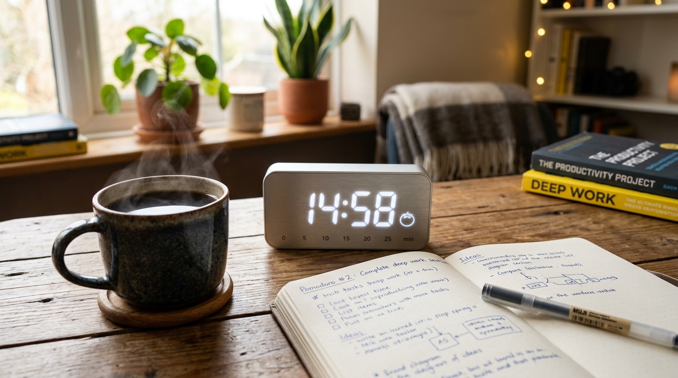 A pomodoro timer on a laptop screen