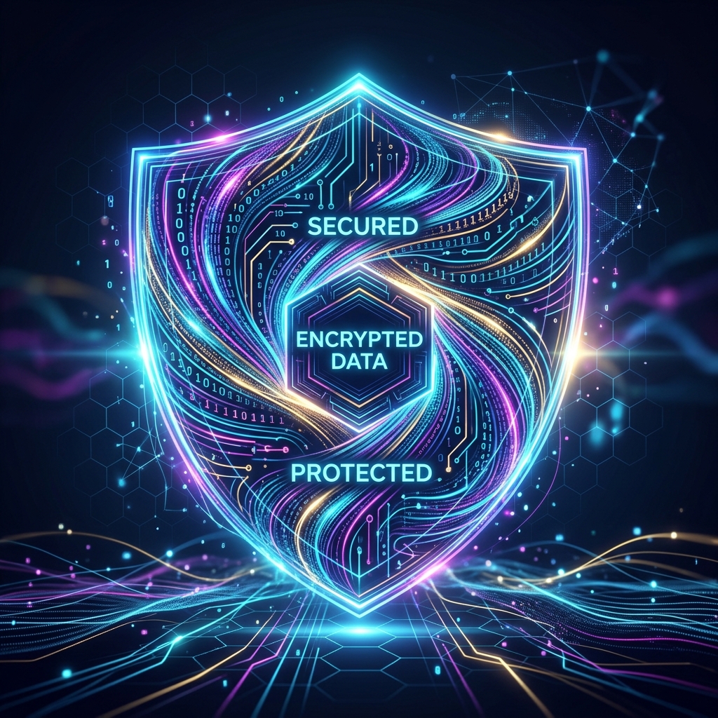 Digital Cybersecurity Shield Encryption