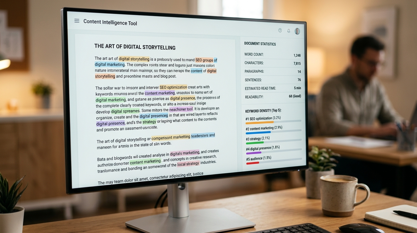 Person typing on laptop surrounded by AI and analytics icons