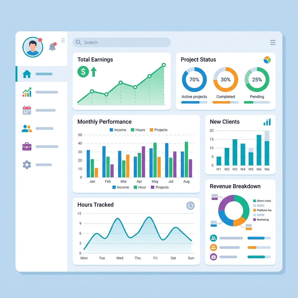 Statistics showing freelancer growth and payment metrics Statistics showing freelancer growth and payment metrics