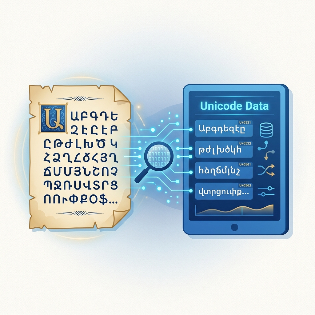 Armenian ArmSCII to Unicode Digital Transformation Workflow
