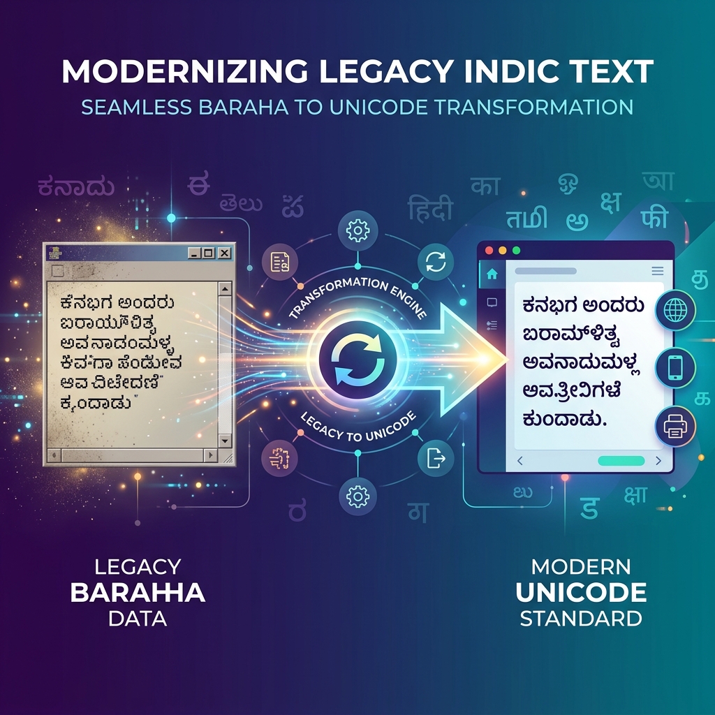 Baraha Legacy to Unicode Digital Transformation Workflow