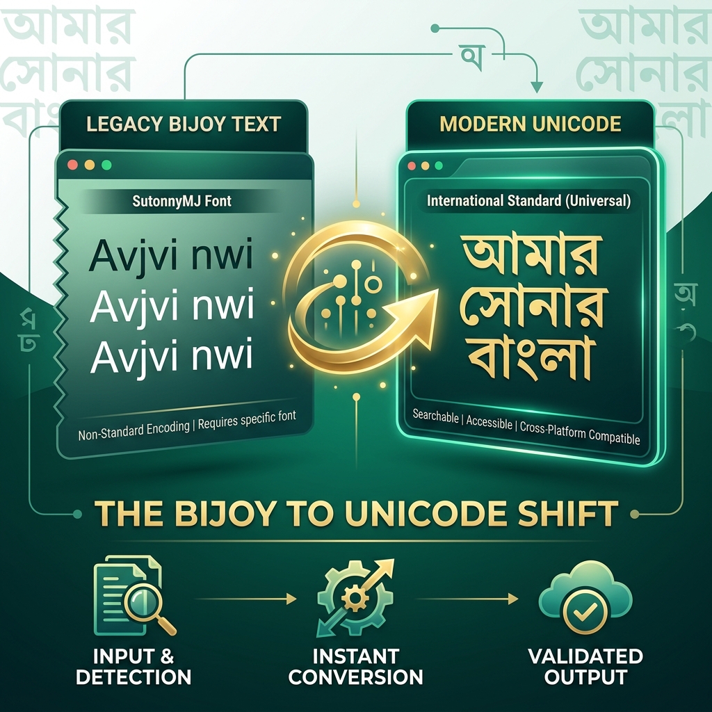 Bijoy SutonnyMJ Legacy to Unicode Digital Transformation Workflow