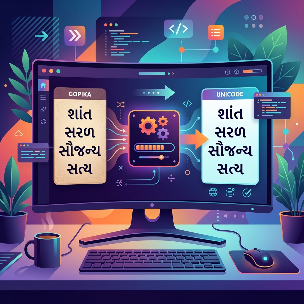 Gopika Gujarati to Unicode Converter Process