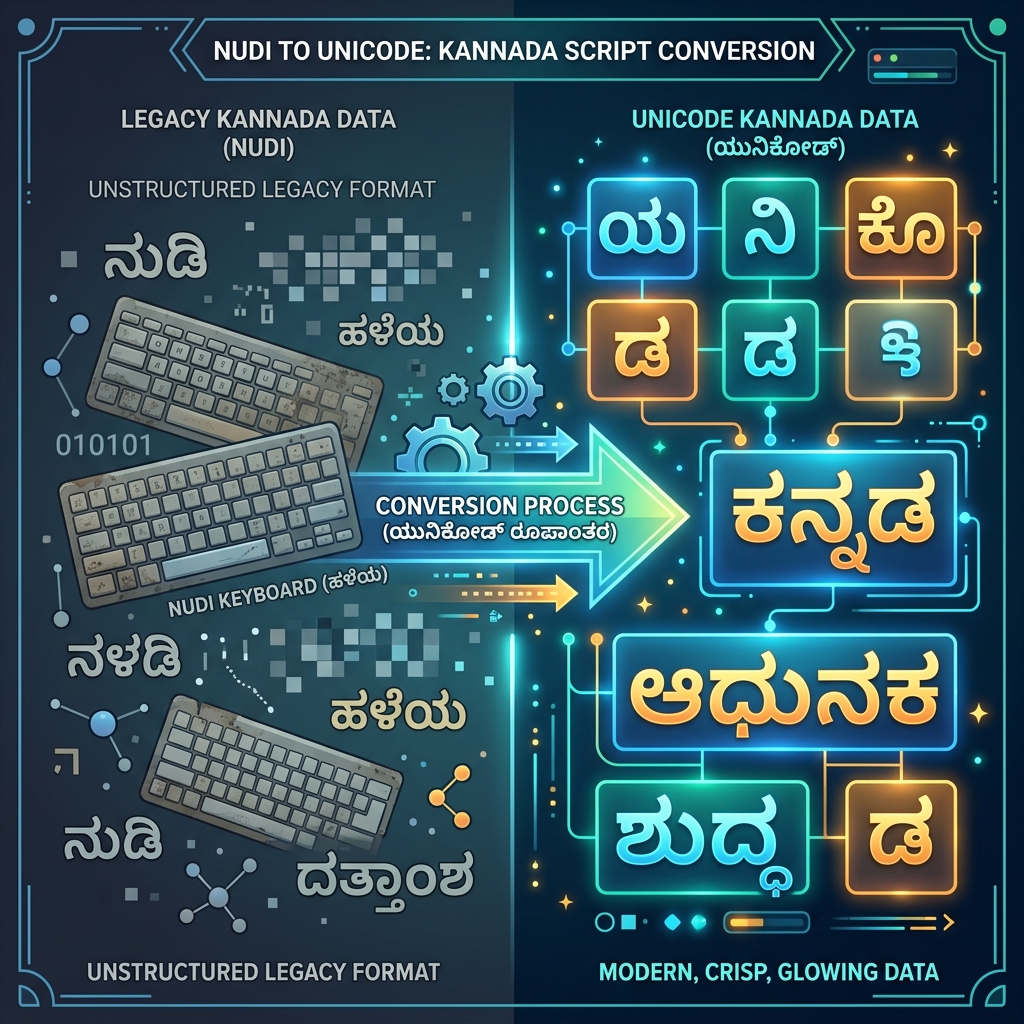Nudi Legacy to Unicode Digital Transformation Workflow
