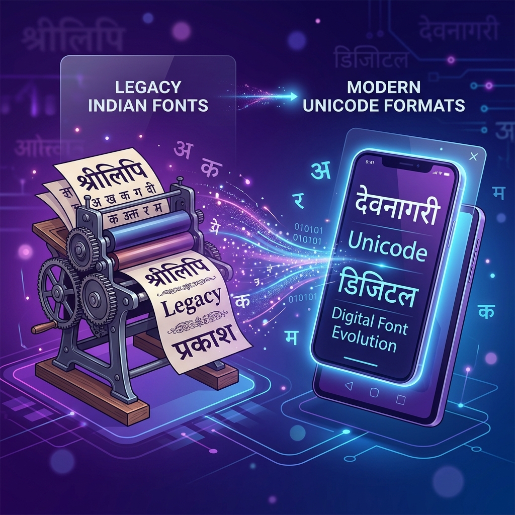 Shree Lipi to Unicode Font Conversion AI Illustration