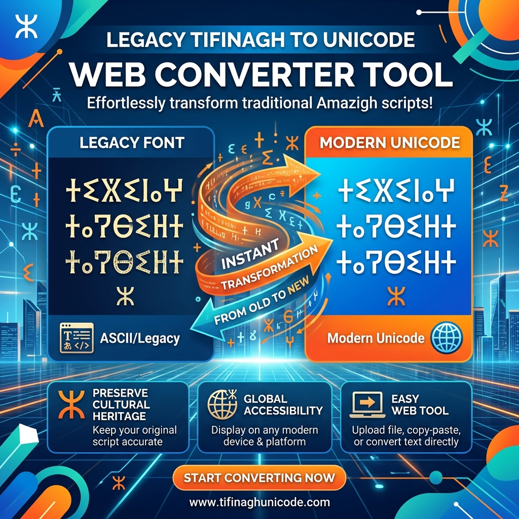 Tifinagh Legacy to Unicode Digital Transformation Workflow